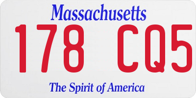 MA license plate 178CQ5