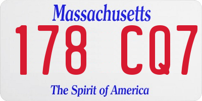 MA license plate 178CQ7