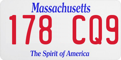 MA license plate 178CQ9