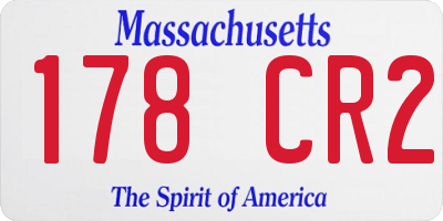 MA license plate 178CR2