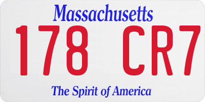 MA license plate 178CR7