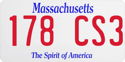 MA license plate 178CS3