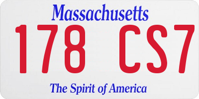 MA license plate 178CS7