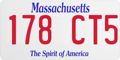 MA license plate 178CT5