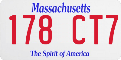 MA license plate 178CT7