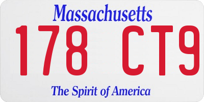 MA license plate 178CT9