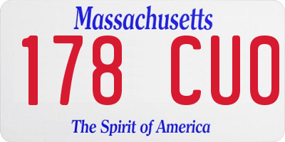 MA license plate 178CU0