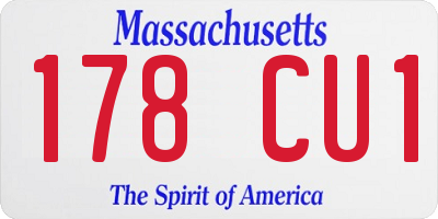 MA license plate 178CU1
