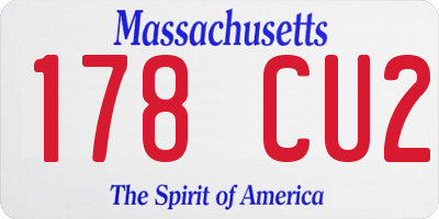 MA license plate 178CU2