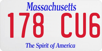 MA license plate 178CU6