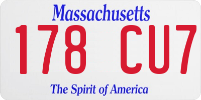 MA license plate 178CU7