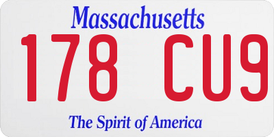 MA license plate 178CU9