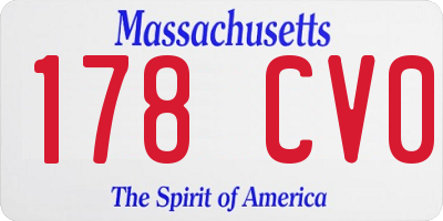 MA license plate 178CV0