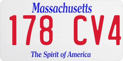 MA license plate 178CV4