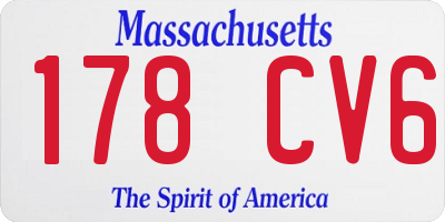 MA license plate 178CV6
