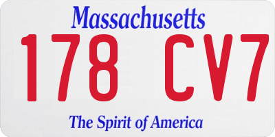 MA license plate 178CV7