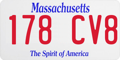 MA license plate 178CV8