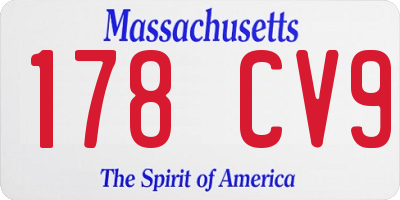 MA license plate 178CV9