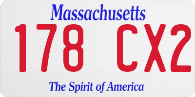 MA license plate 178CX2