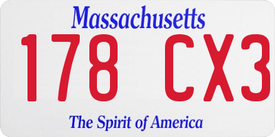 MA license plate 178CX3