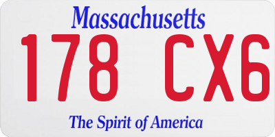 MA license plate 178CX6
