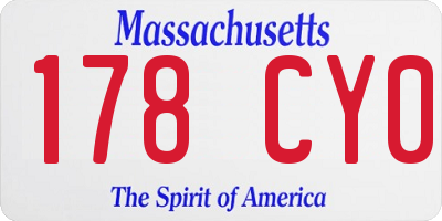 MA license plate 178CY0