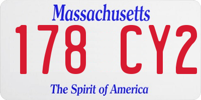 MA license plate 178CY2