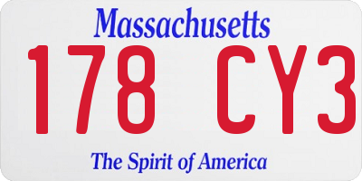 MA license plate 178CY3