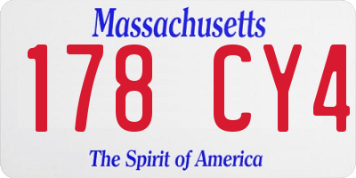 MA license plate 178CY4