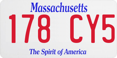 MA license plate 178CY5