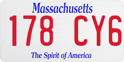 MA license plate 178CY6