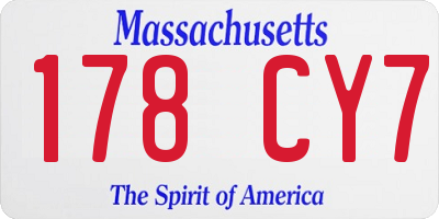 MA license plate 178CY7