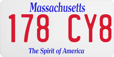 MA license plate 178CY8