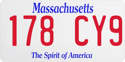 MA license plate 178CY9