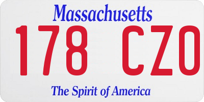 MA license plate 178CZ0