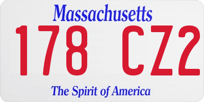 MA license plate 178CZ2