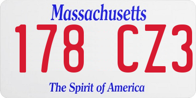 MA license plate 178CZ3