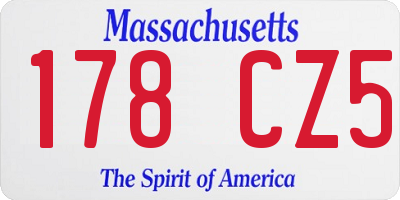 MA license plate 178CZ5