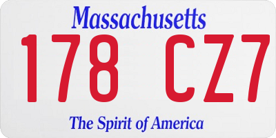 MA license plate 178CZ7