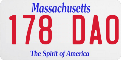 MA license plate 178DA0