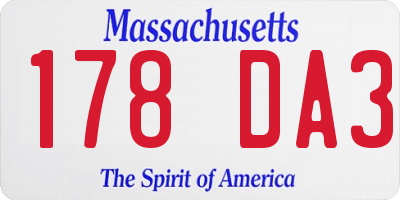 MA license plate 178DA3