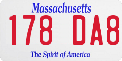 MA license plate 178DA8