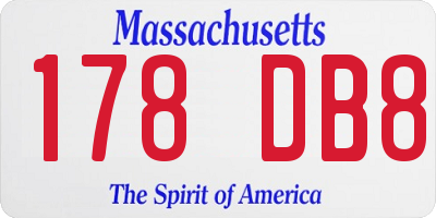 MA license plate 178DB8