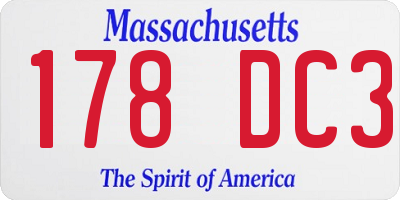 MA license plate 178DC3