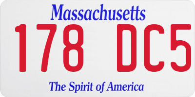 MA license plate 178DC5