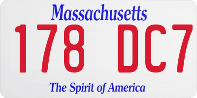MA license plate 178DC7