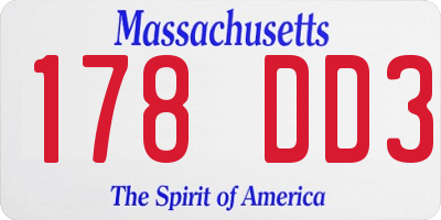MA license plate 178DD3