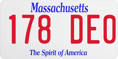 MA license plate 178DE0