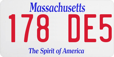 MA license plate 178DE5