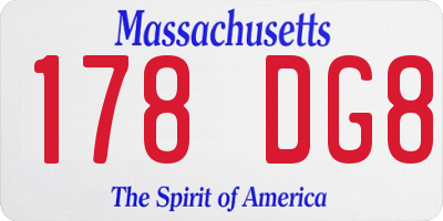 MA license plate 178DG8